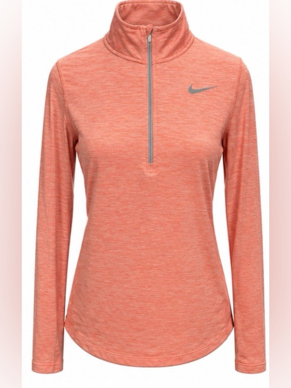 Nike Dri-FIT Coral Heather Quarter Zip Running Top Long Sleeve Small